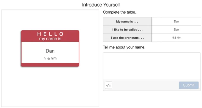 Screenshot from the activity.