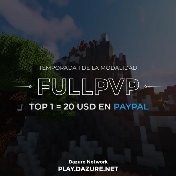 FullPvP; diseño. ¡Disfruta de la modalidad y participa de la Season I, al TOP 1 se le estará dando 20 USD   rango GodPvP!