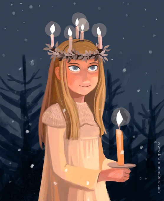 Illustration, Santa Lucia Day in Sweden, folk customs