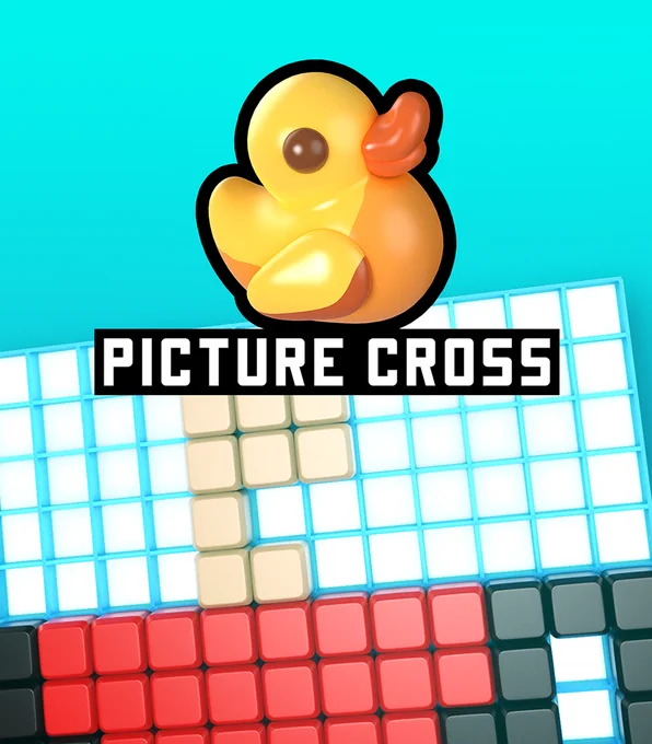A yellow rubber duck (the Picture Cross mascot), above a grid of tiles.