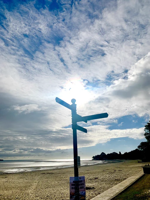 Sun rising over a signpost...
