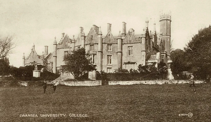 Old Postcard showing Singleton Abbey, the original home of Swansea University