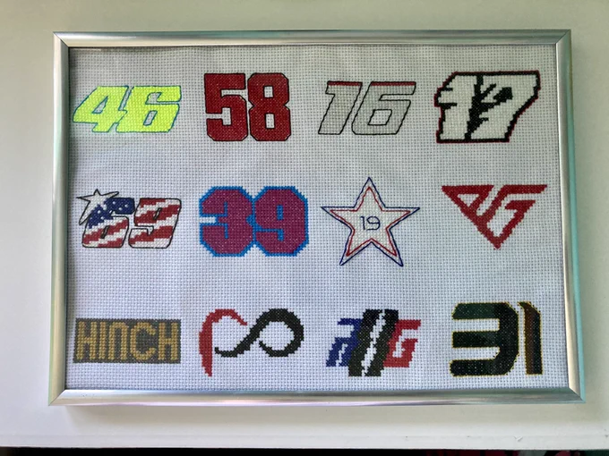 Embroidery of motorsport numbers