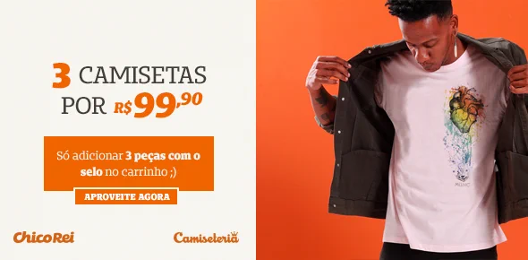 Promoção 3 camisetas por R$ 99,90