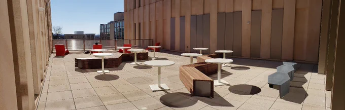 Outdoor study areas in Science and Technology Building