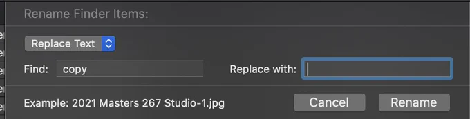 Select Replace Text from drop down menu and add anything you need to replace, leaving the replace with blank