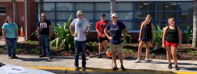 FFA students from Strawberry Crest High School helped to beautify Marshall's Campus while practicing Social Distancing. Not pictured: students from Lincoln Elementary Magnet and Marshall FFA students also participated.