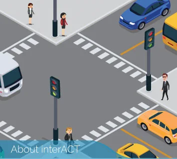 drawing of road users interacting at a crossroads