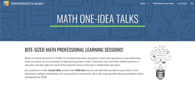Image of Math One-Idea Talks homepage.
