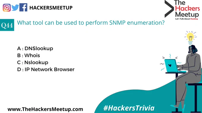 "Hackers Trivia" - Quiz Mania for Cyber Security Geeks."
Participate in 100 days of Cyber Security Quiz Competition for fun, test your knowledge, proficiency and stand a chance to get featured & win exciting prizes. So hold your breathe and don't miss out any questions.
You can also Participate in quiz at Instagram and LinkedIn.
Drop your answer in Comment.
#HackersTrivia #THMIndia #THMJuly2020 #TheHackersMeetup #HackFromHome #LearnFromHome #KeepHacking #THMExperts #EthicalHacking #CyberSecurity #SecurityVue #HackerSociety #MakingInternetSafe