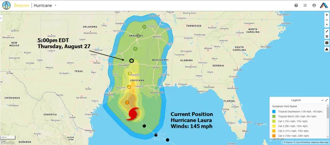 Hurricane Laura forecast from Athenium Analytics