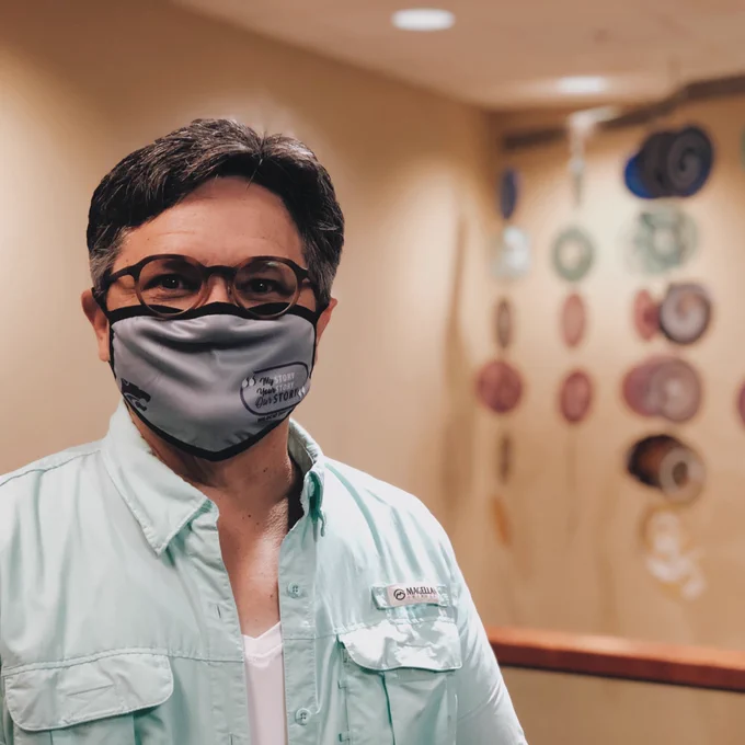 Mary Kay wearing mask