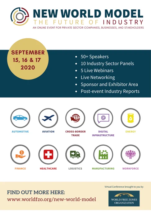 The event, New World Model - The Future of Industry -will explore the different angles of the new industry business models likely to emerge in a post-pandemic landscape.