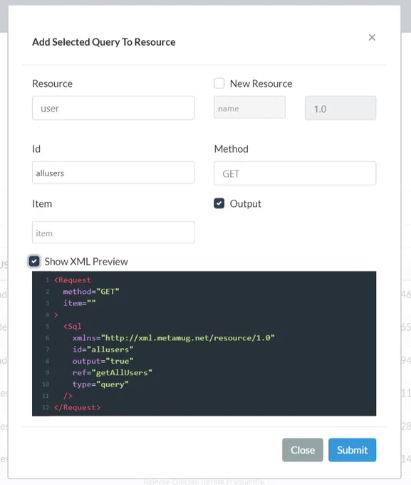 Use your queries to create REST resources and build RESTful APIs.