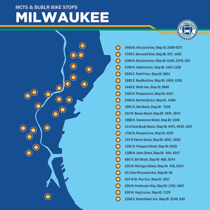 These images show a map of Bublr bike station locations. You can also get a list of locations by visiting BublrBikes.org 