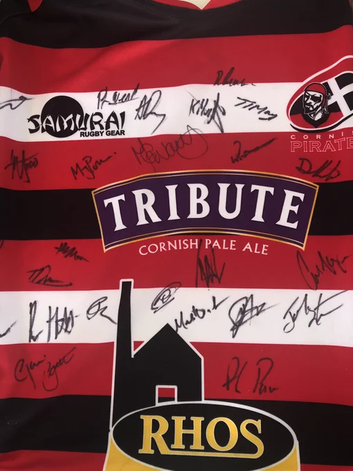 Signed Pirates 2018/19 Championship squad shirt in display case. Reserve £30