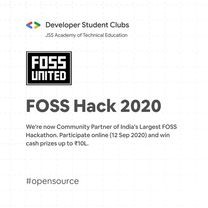 FOSS Hack 2020 is an online hackathon to promote Free and Open Source Software by bringing together students and professionals to build or extend FOSS projects.