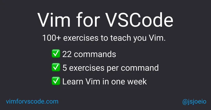 Vim for VSCode. 100  exercises to teach you vim.