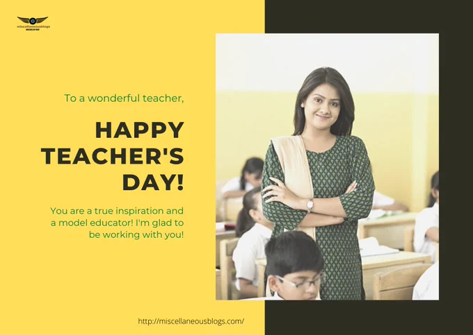 To a wonderful teacher, #Happy_Teachers_Day!
You are a true inspiration and a model educator! I'm glad to be working with you! 
#teacher'sdaySpecial #teachersDay2020 #Miscelllaneousblogs #knowledgexplore .
.
.
.
.
.
must visit- http://miscellaneousblogs.com/
