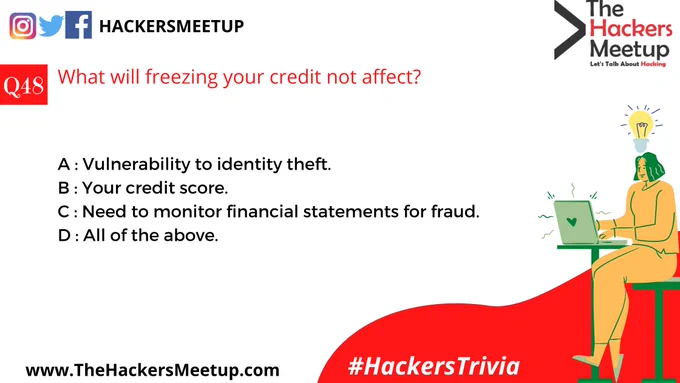 "Hackers Trivia" - Quiz Mania for Cyber Security Geeks."
Participate in 100 days of Cyber Security Quiz Competition for fun, test your knowledge, proficiency and stand a chance to get featured & win exciting prizes. So hold your breathe and don't miss out any questions.
You can also Participate in quiz at Instagram and LinkedIn.
Drop your answer in Comment.
#HackersTrivia #THMIndia #THMJuly2020 #TheHackersMeetup #HackFromHome #LearnFromHome #KeepHacking #THMExperts #EthicalHacking #CyberSecurity #SecurityVue #HackerSociety #MakingInternetSafe