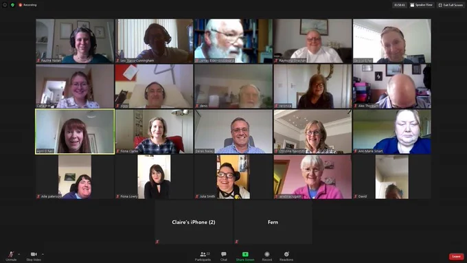 Screen shot of video call of Derek Feeley meeting with the People-Led Policy Panel