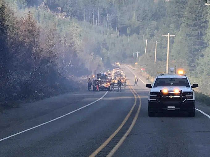 DNR crews putting out hot spots. 