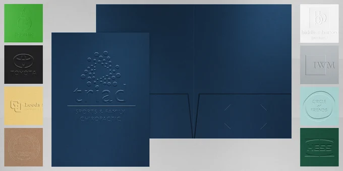 Embossed presentation folder with logo