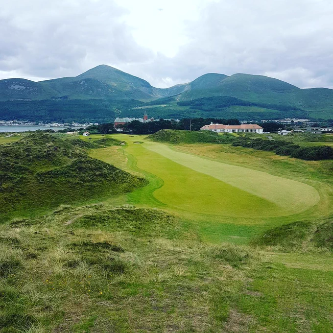 9th fairway at Royal County Down. One of the most iconic golf views in Ireland.