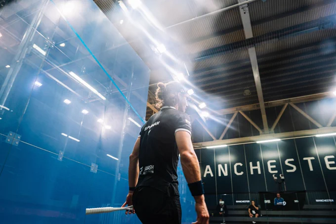 Paul Coll in action during his quarter-final clash with Tarek Momen