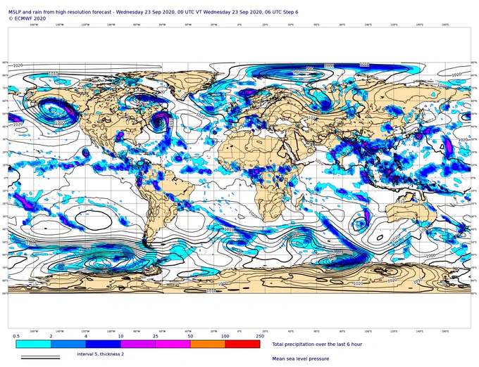Forecasts of precipitation and mean sea level pressure are just one example of the hundreds of ECMWF charts that will be made available.