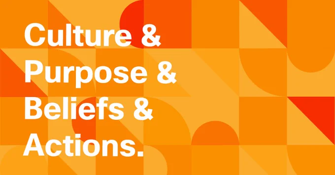 Text graphic: Culture & Purpose & Beliefs & Actions. 