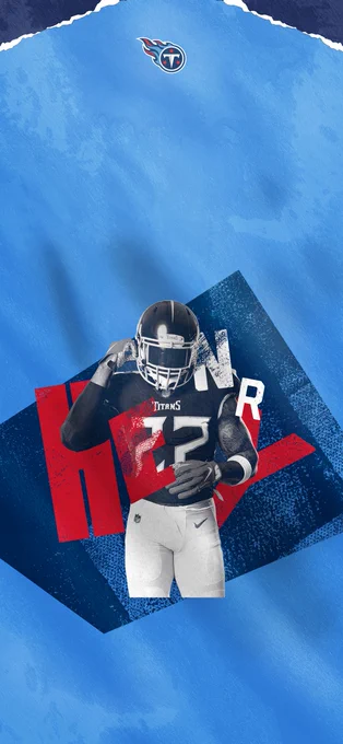 Derrick Henry of the Tennessee Titans in a typographically-focused wallpaper
