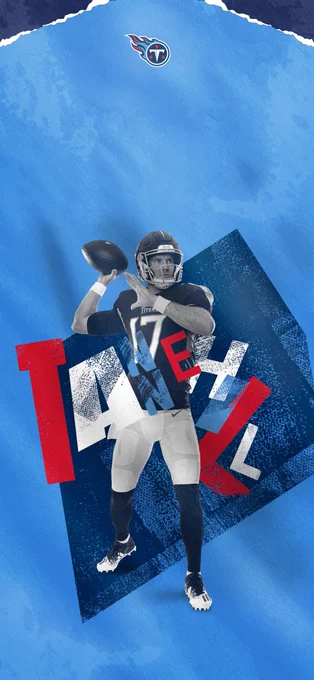 Ryan Tannehill of the Tennessee Titans in a typographically-focused wallpaper