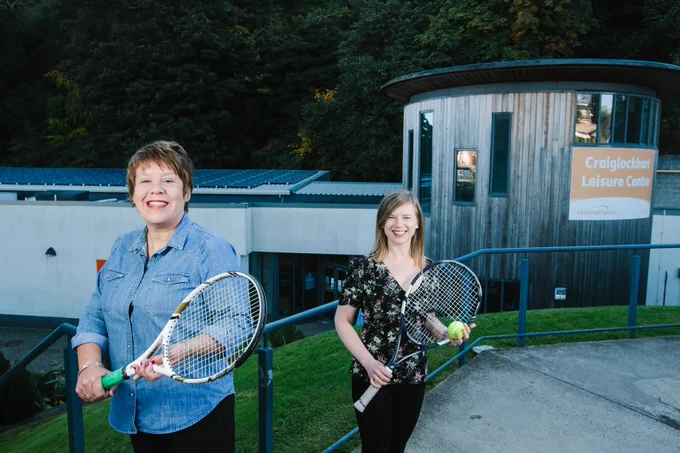 Lesley and Fiona, ECSC Board members outside Craiglockhart leisure Centre