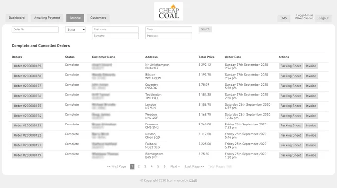 Cheap Coal order management Dashboard