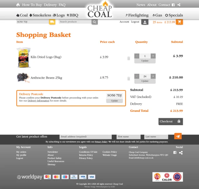 Cheap Coal shopping basket