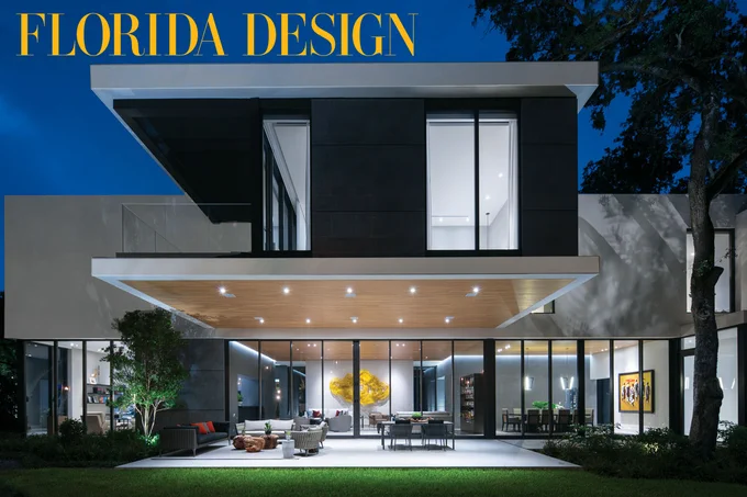 An exterior of stone, glass, blackened steel and stained oak creates a modernist design with materials that will patina well over time, blending with the natural landscape.
