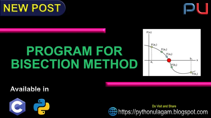 Program for Bisection Method to find the root of polynomial