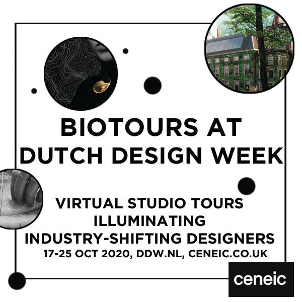 Announcing Biotours at Dutch Design Week 2020

17-25 October 2020, Online 

Biotours present a virtual pop-up studio and lunchtime briefing series featuring 16 enterprising and attuned graduate designers shaping industry-shifting applications in biodesign, biotechnology, circularity and sustainability.

The Biotours experience will offer immersive and critical insight, inspiration and imagination around four macro areas of opportunity: Bio-Tech Realities, (Local) Systems Solutions, The New ‘Growth’ Mindset and Augmented Humans.

The 2010s saw an explosion in bio- and ecology-driven design concepts and prototypes, but in an era of urgency - how do we transition ‘concepts’ to crisis-solving solutions and galvanise systemic change?

How can businesses scale from speculative ideas to integrated solutions? 
The virtual presentation will be live from 17th October.
Registration for free (but limited places) is open now - Link in Bio! 
