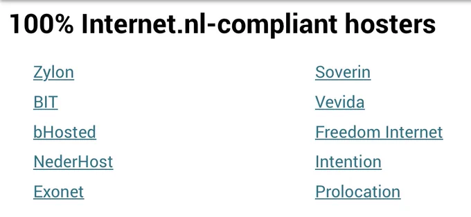 Lijst met Internet.nl-compliant hosters