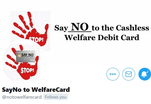SayNo to WelfareCard
@notowelfarecard
Follows you
Rest assured the argument you use to today to restrict the rights of others,will be used tomorrow to restrict your rights as well !