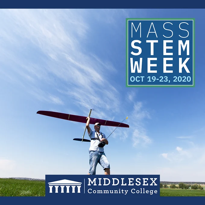 A man getting ready to launch a model place. Mass STEM Week, Oct 19-23, 2020.