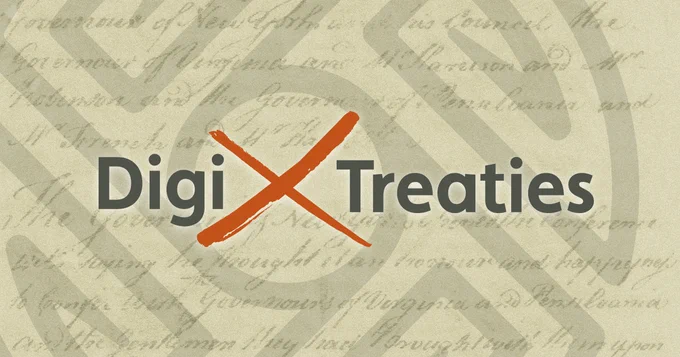 DigiTreaties.org project logo with MIAC logo and writing from a treaty in the background
