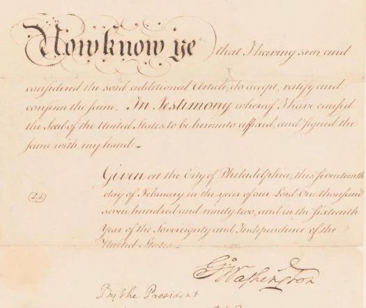 Image of Treaty beginning “Now Know Ye” with George Washington signature https://DigiTreaties.org/treaties/treaty/88697877/