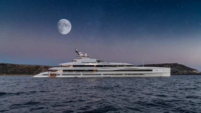 Superyacht LANA in the moonlight