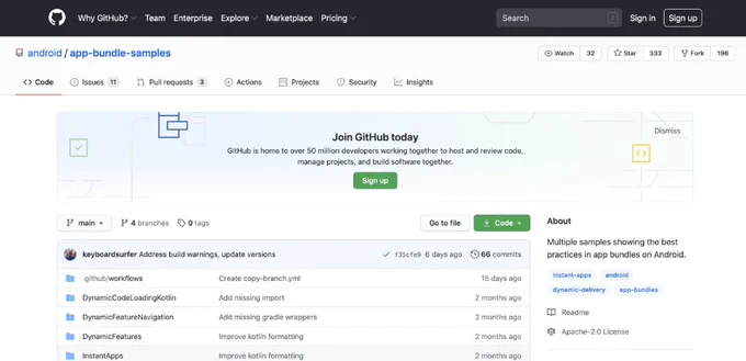 Image of the GitHub website with our examples