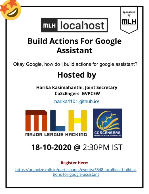 MLH Localhost conducted by COSCENGERS Club and Hosted by our very own senior Harika Kasimahanti