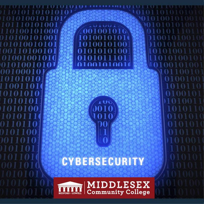 A blue lock made out of ones and zeros. Cybersecurity. 