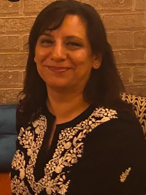 Woman smiles for camera