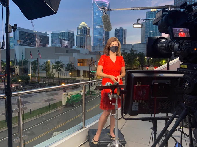 Alba covering the RNC in Charlotte, NC in August. (Photo courtesy of Monica Alba)
